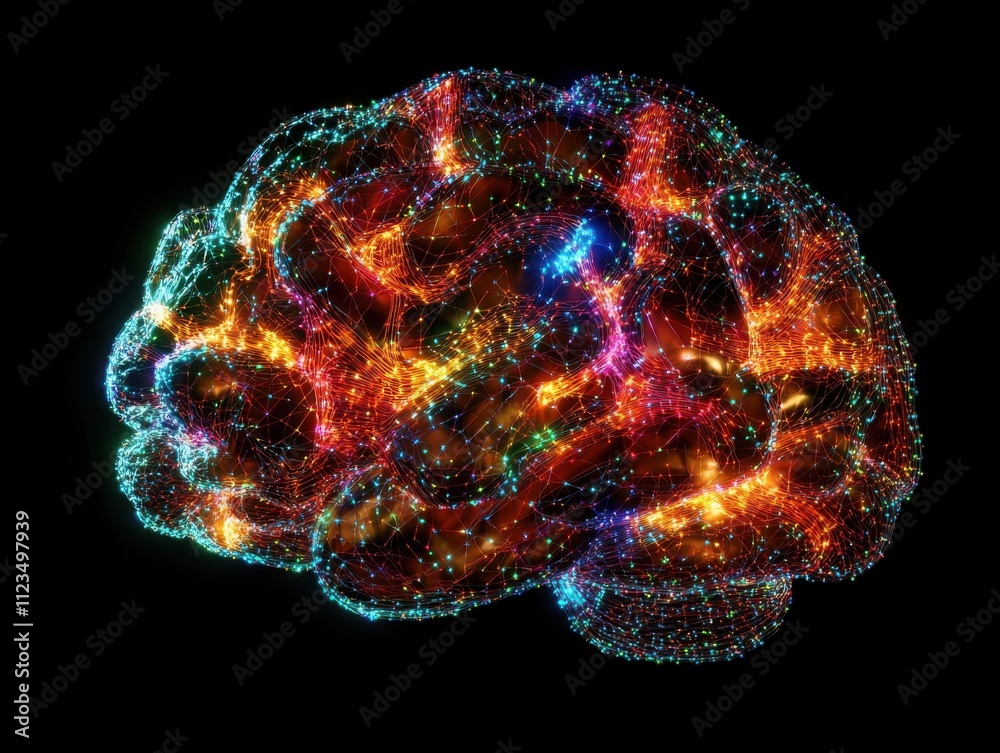 Vibrant neural networks and brain connections in digital art Vibrant neural networks and brain connections in digital art