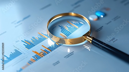 Financial Data Analysis: Magnifying Glass on Charts and Graphs photo