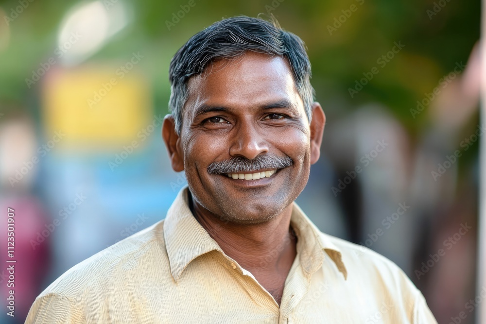 Fototapeta premium Confident Indian Businessman Smiling at Camera, Exuding Success and Satisfaction