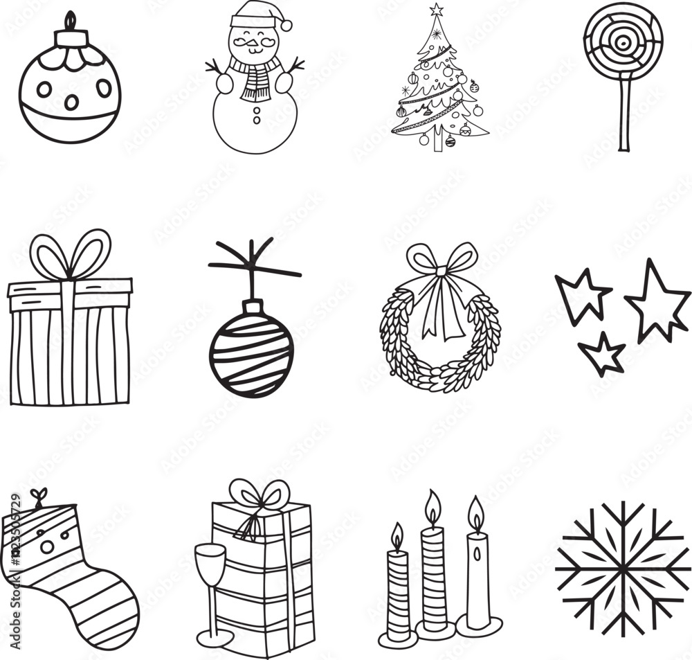 Naklejka premium Christmas Theme Vector icons set