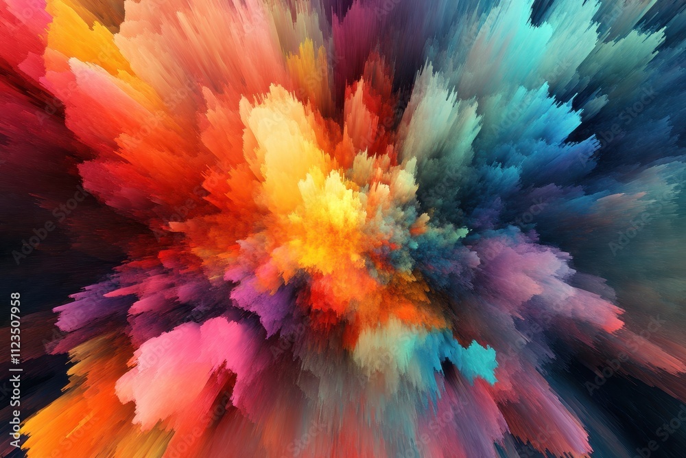 Obraz premium Abstract Explosion of Colorful Brushstrokes