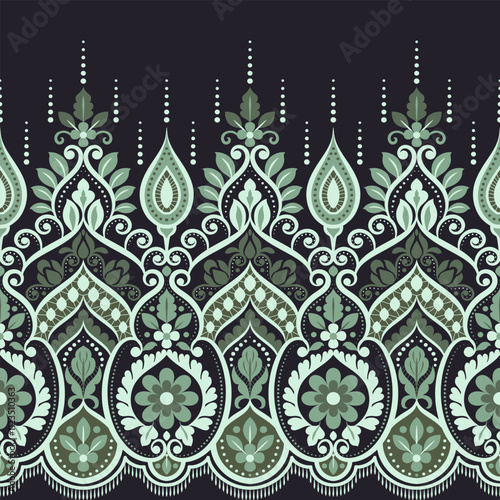 Ethnic Floral pattern vintage seamless embroidery Ikat texture design