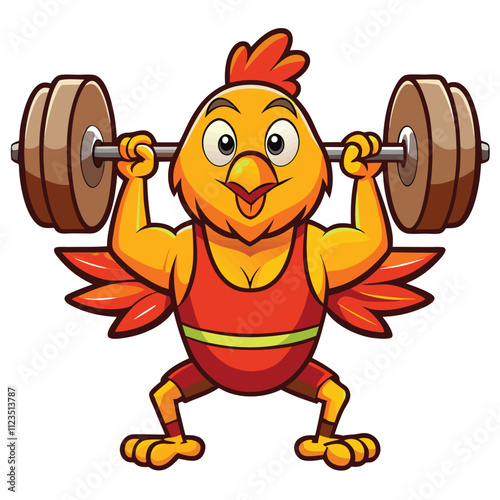 Muscular Cartoon Turkey Lifting Weights – Funny Fitness Artwork
