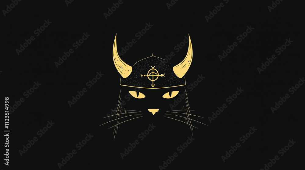 Viking Cat in Runic Symbolic Design: Fierce and Mythical Viking Cat in Runic Symbolic Design: Fierce and Mythical