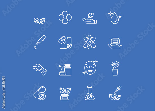 Set of icons for Organic Cosmetics. Editable stroke. Vector illustration