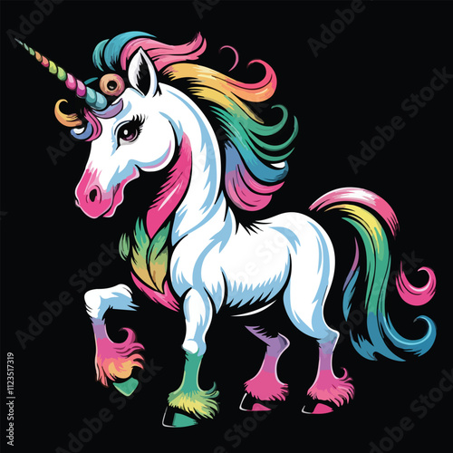 Cute Rainbow Color Unicorn Vector