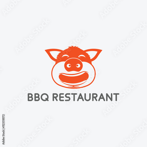 BBQ pork restaurant logo design vector