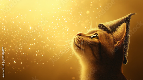 Magical Cat in Wizard Hat: Enchanted Vector Art