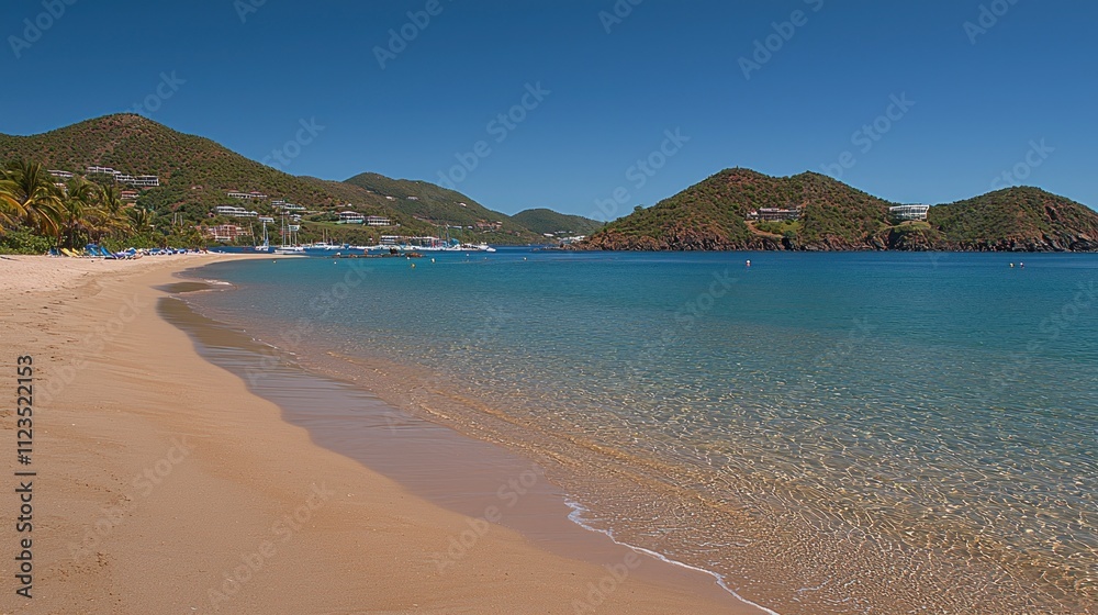 Obraz premium Serene Beachscape: Caribbean Island Paradise