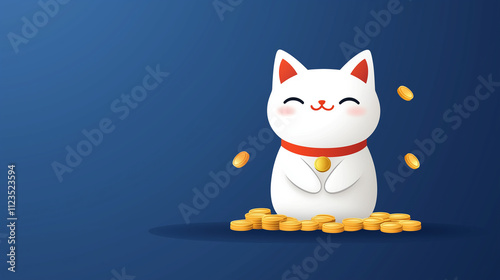 Bright Vector of Lucky Cat and Coins