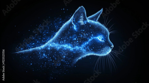 Galaxy Cat with Cosmic Elements: Detailed Vector Art