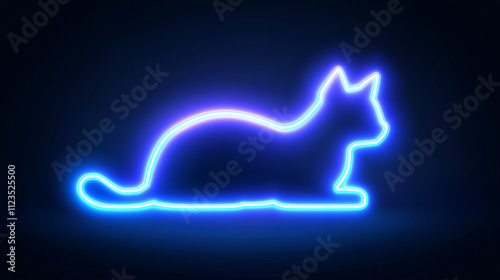 Neon Cat Outline on Black Background