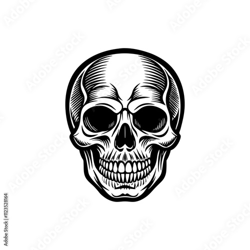 Vintage Human Skull Vector Illustration - Classic Concept Design