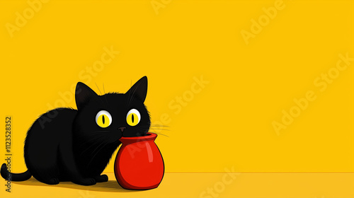 Playful Cat Causing Chaos: Bright and Colorful Illustration