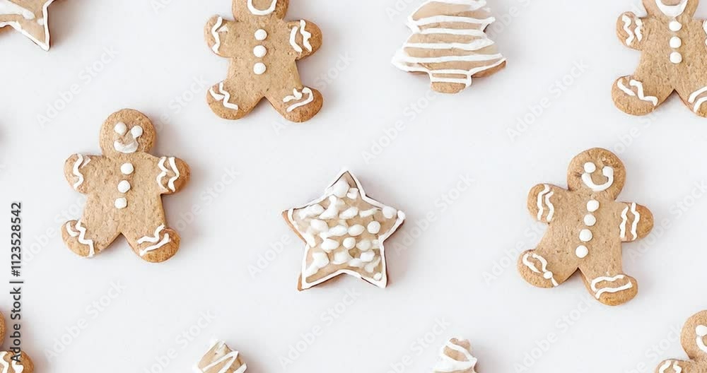 Different Christmas Biscuits on White