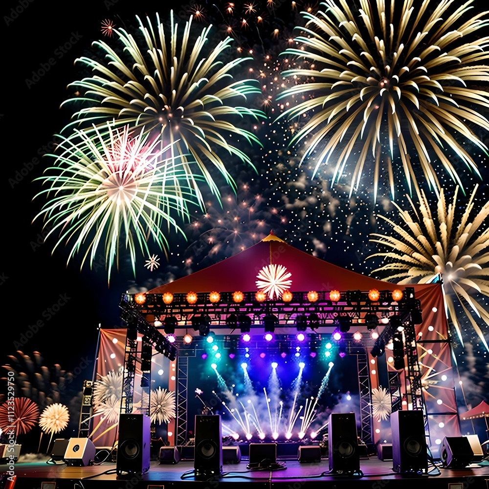 Obraz premium Stage with Fireworks