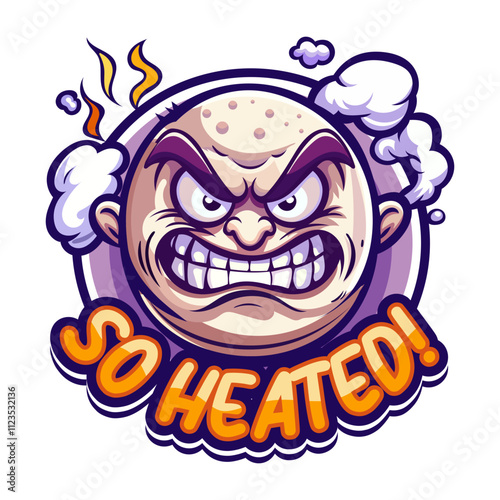 A flat sticker of furious man with so heated typography
