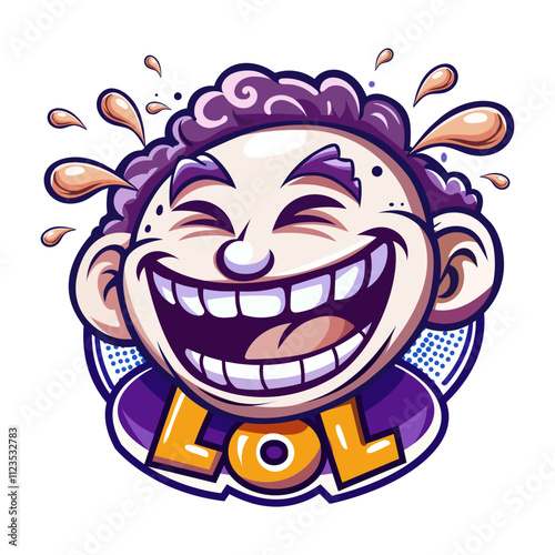 A flat sticker of lol reaction 