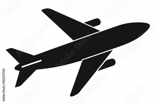 Airplane silhouette black vector art illustration.