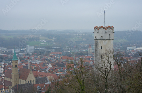 Historic Tower Overlooking a Quaint Tow
