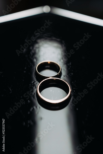 Gold wedding rings for newlyweds. Precious wedding rings for two.