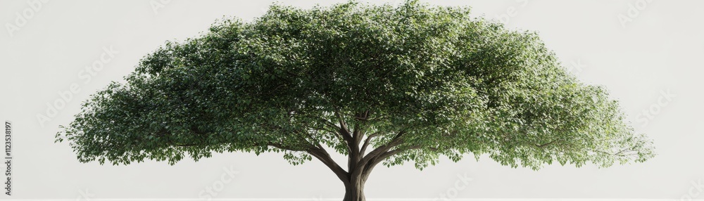 Obraz premium Lush Green Tree 3D Render, Full Frame, Nature Concept, Tree Model, Foliage Tree rendering, 3D model