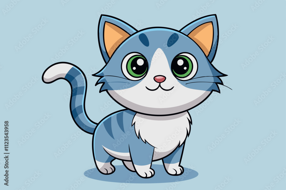 Fototapeta premium A cute cartoon cat vector art illustration.