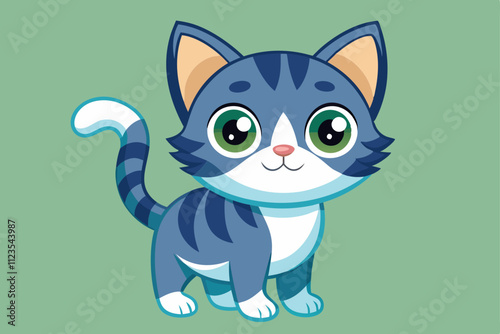 A cute cartoon cat vector art illustration.