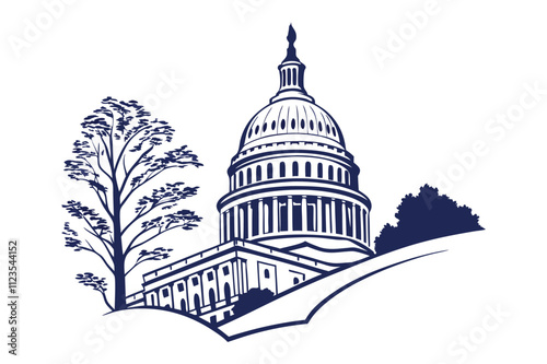 iconic us capitol building illustration for political and historical themes