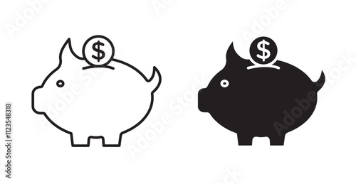 Piggy bank Filled flat icons set for apps and web ui designs.