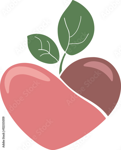 Self-Care Heart with Leaf Icon