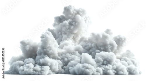 A dense, dramatic white smoke cloud billowing into the air, creating a stunning visual.