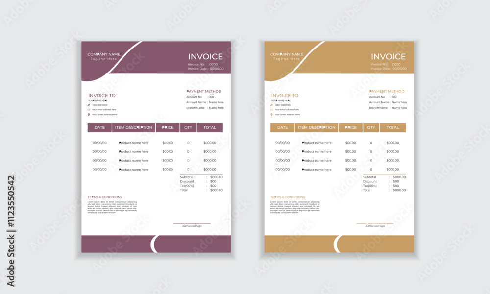Fototapeta premium Unique business invoice, money bills, price invoice template layout design for print