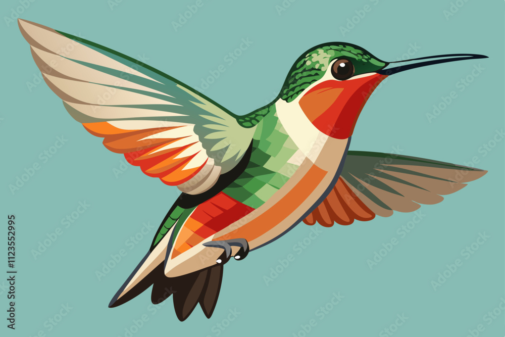 Obraz premium Ruby-throated Hummingbird vector art illustration.