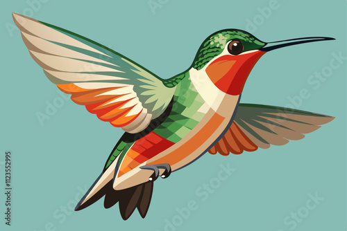 Ruby-throated Hummingbird vector art illustration. photo