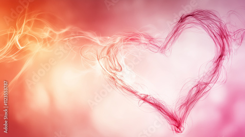 Artistic pink wire heart with glowing bokeh lights on a soft gradient background, symbolizing love and romance for Valentine’s Day celebrations. photo