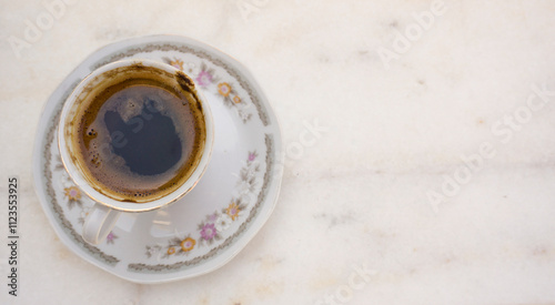 Turkish Coffee in a Floral Cup photo