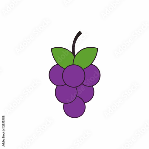 Colorful grapes with leaves silhouette clipart illustration, Grapes vector art design isolated, vector illustration design