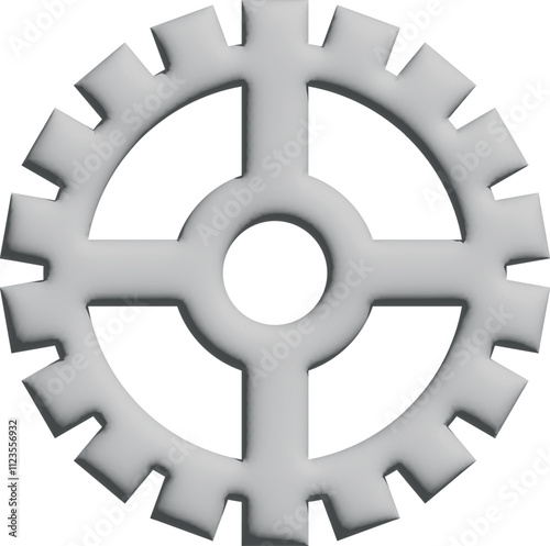 3D industrial design gear symbol.