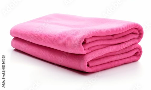 Pink towel isolated on white background