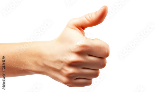 Hand giving a thumbs up, white isolate background. photo