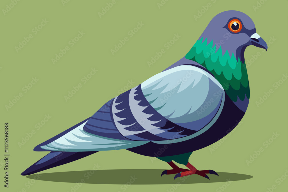 Fototapeta premium Rock Pigeon bird vector art illustration.