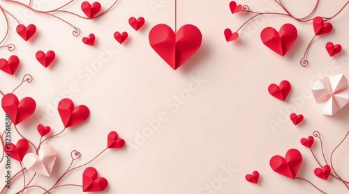 Hearts and vines create a romantic decoration for special occasions in soft p...