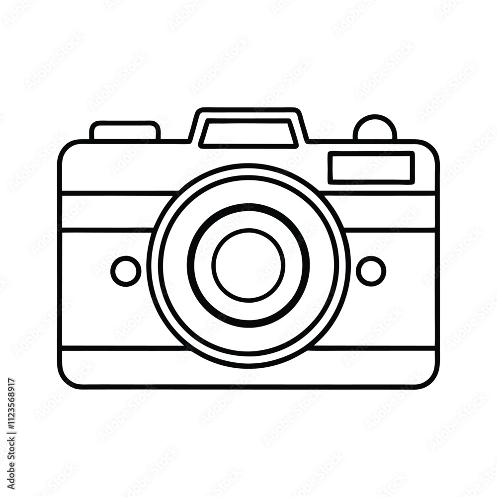 DSLR Camera with Lens Vector - Minimalist Line Art Illustration for Photography and Tech Designs DSLR Camera with Lens Vector - Minimalist Line Art Illustration for Photography and Tech Designs