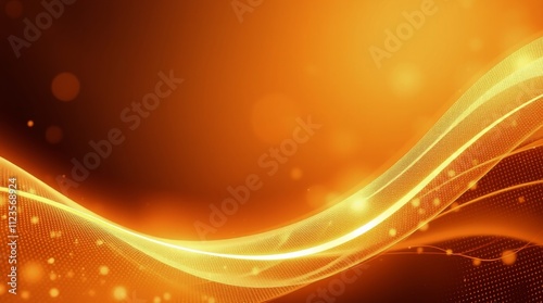 Abstract orange wave design with glowing elements and smooth curves for creat...