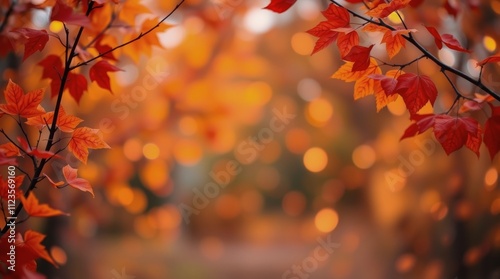 Vibrant autumn foliage with colorful leaves in a serene outdoor setting durin...