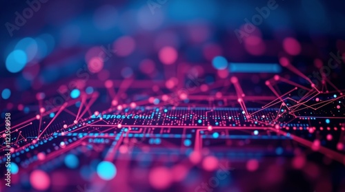 Colorful abstract pattern of nodes and lines symbolizing modern digital networks
