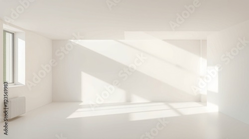 Modern bright room with natural light illuminating minimalistic design features