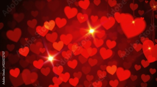 Bright red hearts create a festive atmosphere for love and celebration during...