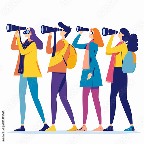 Team looking for opportunities vector style minimalist